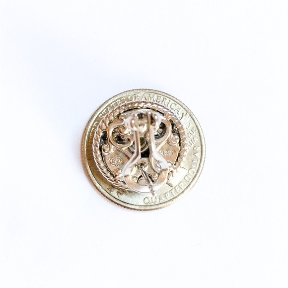 NEW CAROLYN POLLACK Peridot Button Earrings Sterling Scroll Omega NEW IN CP BOX - Picture 6 of 9